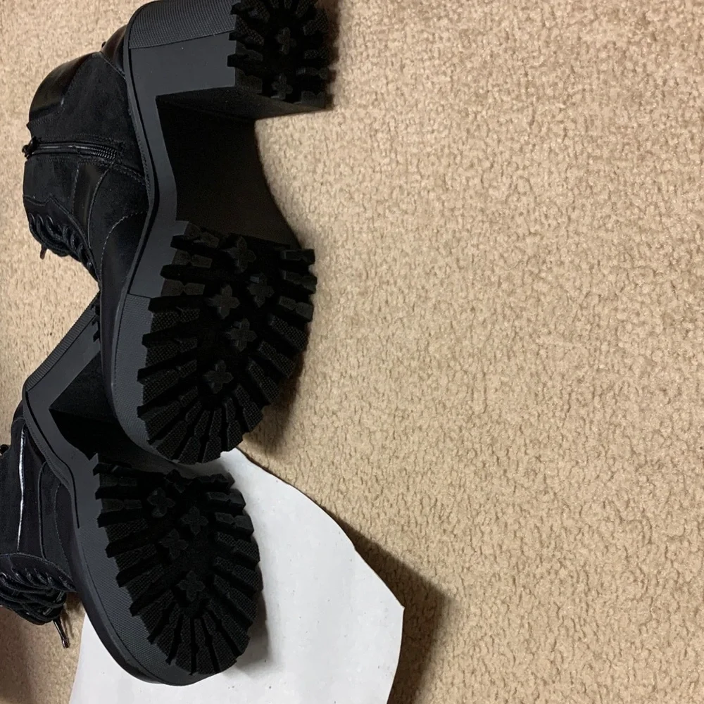 Madden Girl Black Combat Boots - Picture 7 of 11